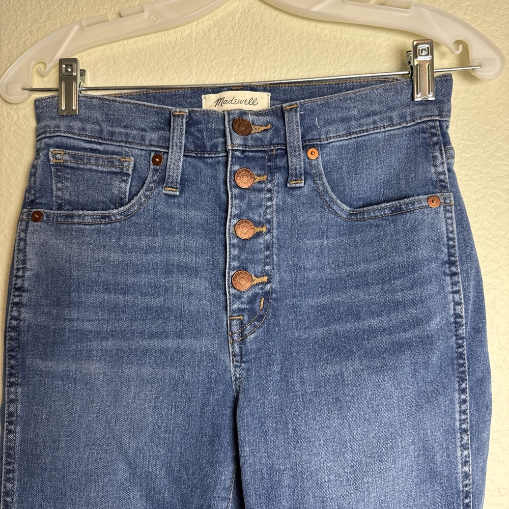 Madewell Jeans Womens 26 10" High-Rise Exposed Button Front Skinny Blue Tencel - Picture 2 of 8